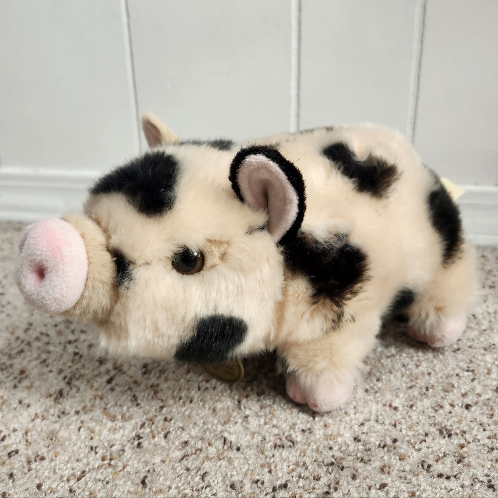 Charming Plush Pig with Patches